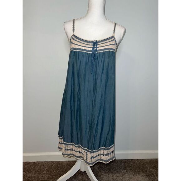 Women’s Blue Crochet Silk/cotton blend Dress size Small/medium - Picture 1 of 11